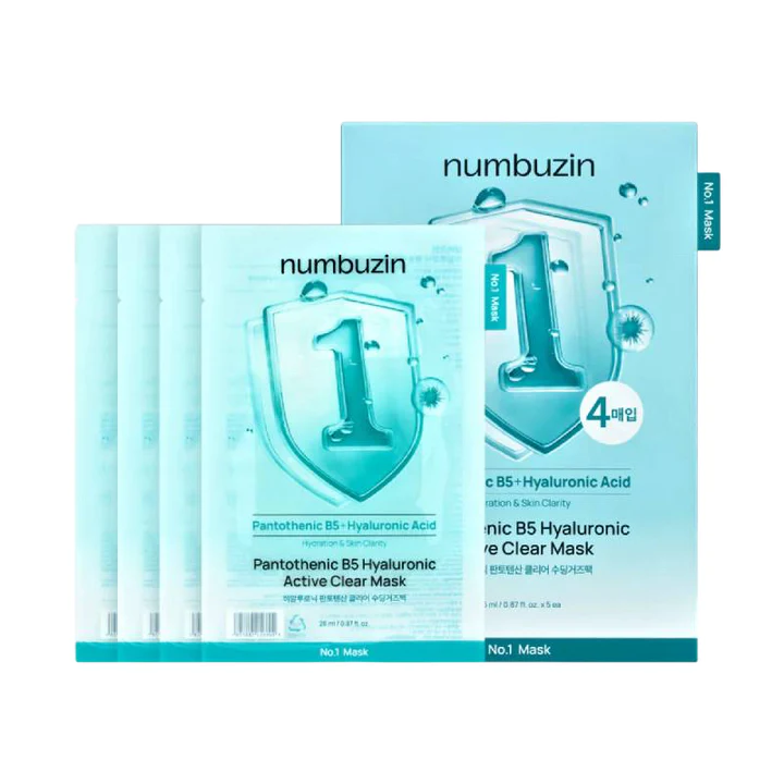 (11)Numbuzin - No.1 Pantothenic B5 Hyaluronic Active Clear Mask - 26ml x 4pcs Numbuzin - No.1 Pantothenic B5 Hyaluronic Active Clear Mask - 26ml x 4pcs kaukė - Image 1